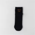 Black embroidered crew socks for men, stylish streetwear casual cotton skate athletic socks - One Size / Black