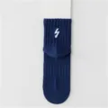 Blaue Herren-Wadensocken mit weißer Blitz-Bestickung, lässige Baumwollsocken für den Alltag. - Einheitsgröße / Marineblau