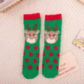 Chaussettes en molleton de corail de Noël mignon renne chaussettes d'hiver douillettes femme - Taille unique / Élan à Pois