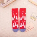 Chaussettes de Noël en polaire corail confortable, motif arbre blanc, chaussettes d'hiver chaudes. - Taille unique / Pin Blanc