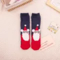 Chaussettes de Noël en polaire corail pour femmes, chaussettes douillettes épaisses avec mignon. - Taille unique / Père Noël avec Lunettes de Soleil