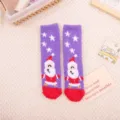 Chaussettes de Noël en polaire corail pour femme, chaussettes d'hiver chaudes avec motif Père Noël. - Taille unique / Père Noël avec étoile
