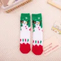 Chaussettes douillettes de Noël en polaire corail avec motif de bonhomme de neige hiver. - Taille unique / Bonhomme de Neige au Chapeau