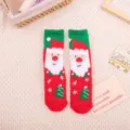 Chaussettes Polaire Corail Noël Motif Père Noël Rouge Chaussettes Épaissies Variante - Taille unique / Tête de Père Noël