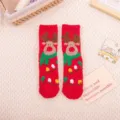 Chaussettes de Noël en polaire corail femme, chaussettes d'hiver renne épais variante. - Taille unique / Renne avec Écharpe