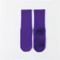 Lila rutschfeste Yogasocken für Damen, mittelhohe Fitness Pilates Socken mit Noppen. - Damen 35-39 / Auberginenviolett