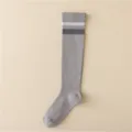 Grey two-stripe compression sports socks, breathable long tube socks for fitness and running. - Women's 35-39 / Light Gray