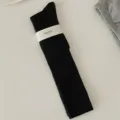 Women black ribbed long socks Japanese style cotton autumn winter casual solid color knee high - Women's 35-39 / Black