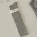 Grey ribbed knee-high socks for women, simple casual cotton long socks for autumn and winter. - Women's 35-39 / Light Gray