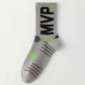 Herren Letter Print Basketball Socken, graue mittelhohe Sport Socken für Running und Training. - Einheitsgröße / Grau