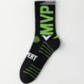 Herren Sport Basketball Socken mit Buchstaben und atmungsaktivem Design für Sport. - Einheitsgröße / Schwarz