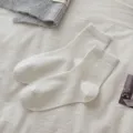 Calcetines tubo medio blancos con volantes mujer algodon casual bonitos diarios color solido - Talla única / Puño de Burbuja Pequeña