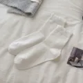 Chaussettes Mi-Bas Blanches à Volants Style Coréen Coton Casual Quotidiennes - Taille unique / Grand Poignet Bulle
