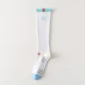 Weisse athletische Kompressionsstruempfe fuer Laufen Fitness atmungsaktive lange Socken - Einheitsgröße / Weißblau