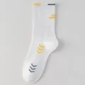 Men's mid-calf athletic cotton socks, breathable casual sports running socks in white. - One Size / White