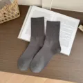 Chaussettes homme gris foncé côtelées coton respirant style affaires classique quotidien - Taille unique / Gris Moyen