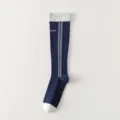 Calcetines de compresión deportivos azul marino con rayas blancas, ideales para fitness. - Talla única / Azul marino
