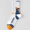 Men's color block athletic mid-tube cotton socks for running and basketball sports. - One Size / White