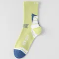 Men color block athletic crew socks breathable cotton running basketball socks yellow - One Size / Green