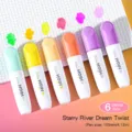Aesthetic 6-pack pastel highlighters set, cute dual-color marker pens for journaling student study. - Starry River Dream Twist 6 Sticks