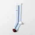 Blue athletic compression calf socks for women, trendy long sports socks with stripes. - One Size / Bottoms / Blue