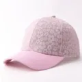 Roze bloemen kant baseballpet voor vrouwen, zoete zonbescherming casual hoed detailweergave. - Verstelbaar / Kleine Bloemetjes - Roze
