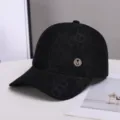 Stylish black rhinestone M logo baseball cap with subtle monogram print for daily sun protection wear - Adjustable / Printed Small M Label (BQ667) / Black