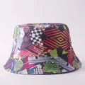 Sombrero de pescador con estampado geométrico retro 80s 90s, vista detallada gorro sol vintage. - Talla única / Estilo 8090-A (8090-A)