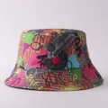Sombrero de pescador retro graffiti años 80 90 sombrero de sol estampado estilo urbano verano - Talla única / Estilo 8090-E (8090-E)