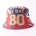 Gorro de pescador con estampado de Union Jack y rosas, sombrero de sol elegante para exteriores y ocio. - Talla única / Estilo 8090-C (8090-C)
