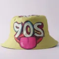 Sombrero de pescador vintage graffitis de los 90, gorra de sol estampada streetwear detalle. - Talla única / Estilo 8090-K (8090-K)