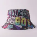 Sombrero de cubo estampado estilo retro de los 80, sombrero de sol casual y moderno unisex. - Talla única / Estilo 8090-G (8090-G)