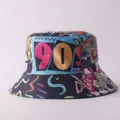 Gorro de cubo retro de los 90 con grafiti para mujeres y hombres, sombrero de sol colorido. - Talla única / Estilo 8090-L (8090-L)