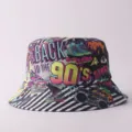 Gorro de cubo con estampado de graffiti retro de los 90, sombrero de sol streetwear. - Talla única / Estilo 8090-N (8090-N)
