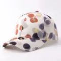 Elegante gorra de béisbol con estampado floral abstracto, sombrero de sol de moda. - Ajustable / Flor - Blanco