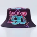 Gorro de cubo retro de los años 80 90 con estampado de flamenco de neón, unisex. - Talla única / Estilo 8090-Q (8090-Q)