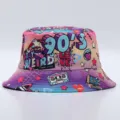 Sombrero de cubo con estampado de graffiti retro de los 90, sombrero de sol degradado. - Talla única / Estilo 8090-R (8090-R)