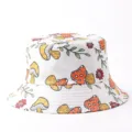 Sombrero de cubo con estampado de hongos casual para mujer protección solar moda streetwear - Talla única / Hojas de Champiñón