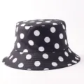 Sombrero de pescador clásico de lunares negros moda protección solar al aire libre gorra - Talla única / Puntos Redondos Blancos y Negros