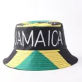 Sombrero de pescador estilo Jamaica negro amarillo verde estampado moda proteccion solar exterior. - Talla única / Jamaica de Contraste