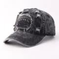 Berretto da baseball in denim slavato vintage uomo donna cappello casual grigio scuro - Regolabile / Brooklyn Denim Distressed-Nero