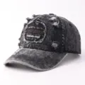 Vintage geruimde denim baseballcap voor heren en dames, stoere zwarte gewassen stijl. - Verstelbaar / New York Denim-Zwart
