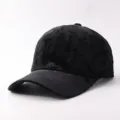 Berretto da baseball in velluto nero per inverno, cappello caldo tinta unita minimalista dettaglio - Regolabile / Nero
