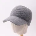 Gorra de beisbol de punto gris parte superior vacia mujer otono invierno visor sol moda - Ajustable / Visera sin Corona Simple / Gris
