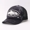 Unisex camo trucker hat with cruise ship patch, mesh back baseball cap for summer outdoor wear. - Adjustable / Camouflage Cruise - Black