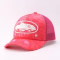 Pink trucker hat for women and men, stylish camouflage mesh baseball cap with yacht patch. - Adjustable / Camouflage Cruise - Rose Red