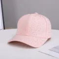 Pink rhinestone baseball cap for women, sparkling crystal embellished adjustable casual duckbill hat. - Adjustable / Light Pink
