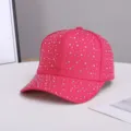 Women's sparkling rhinestone baseball cap, bright pink bling hat for fashion and outdoor wear. - Adjustable / Rose Red