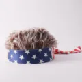 Divertida gorra de peluca con bandera de EE. UU. y pelo, sombrero de novedad para fiestas. - Ajustable / Estrella Azul Real (Peluca Marrón)