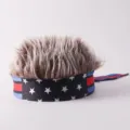 Cinta de pelo sintético novedosa con patrón de bandera de EE. UU. y cintas largas. - Ajustable / Estrella Negra (Peluca Marrón)